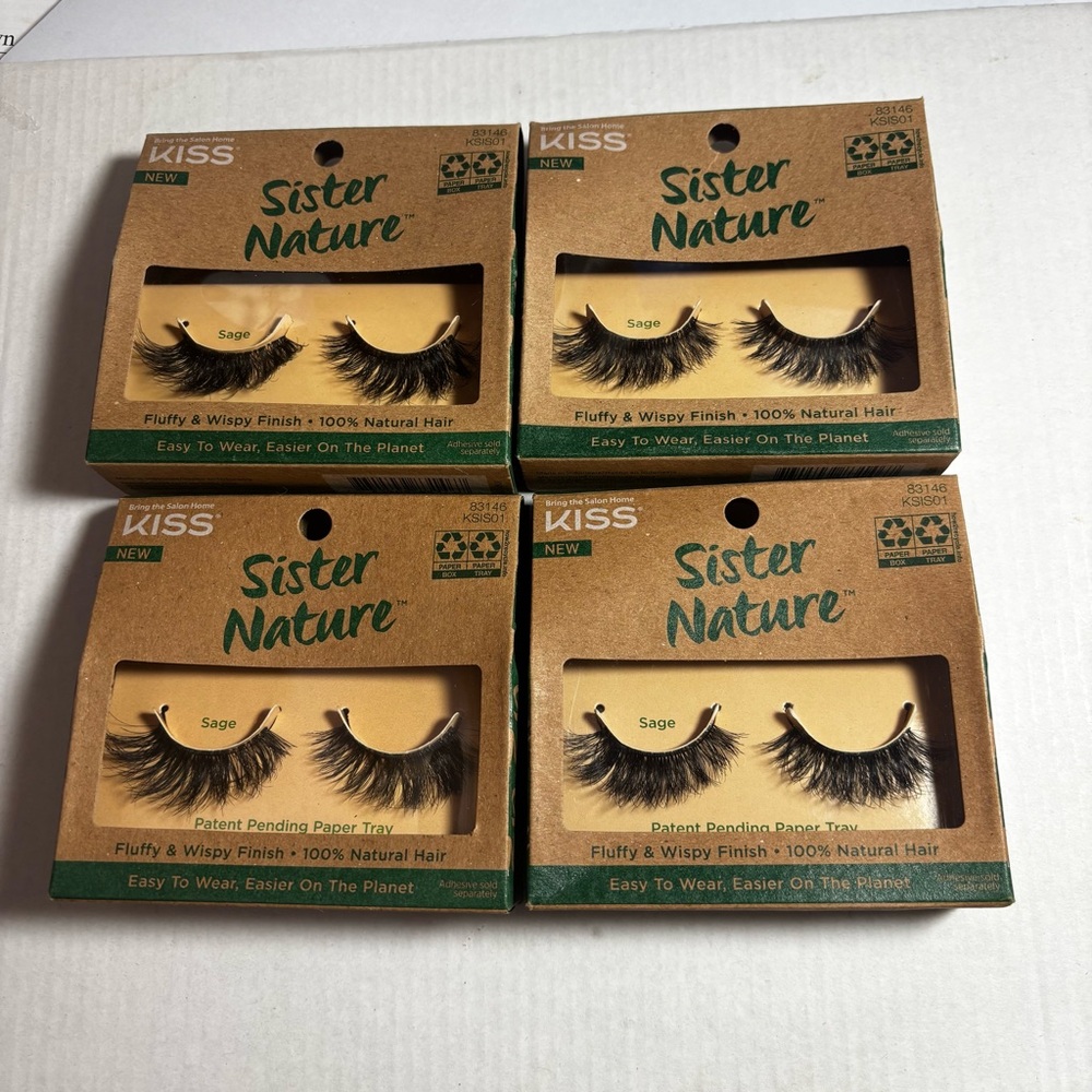 Kiss Sister Nature False Eyelashes - Sage (Black) set of 4 packages